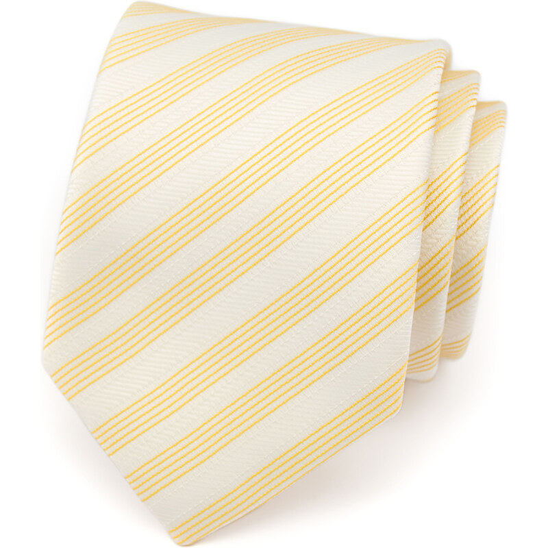 Avantgard Velmi světle žlutá kravata s tenkými proužky