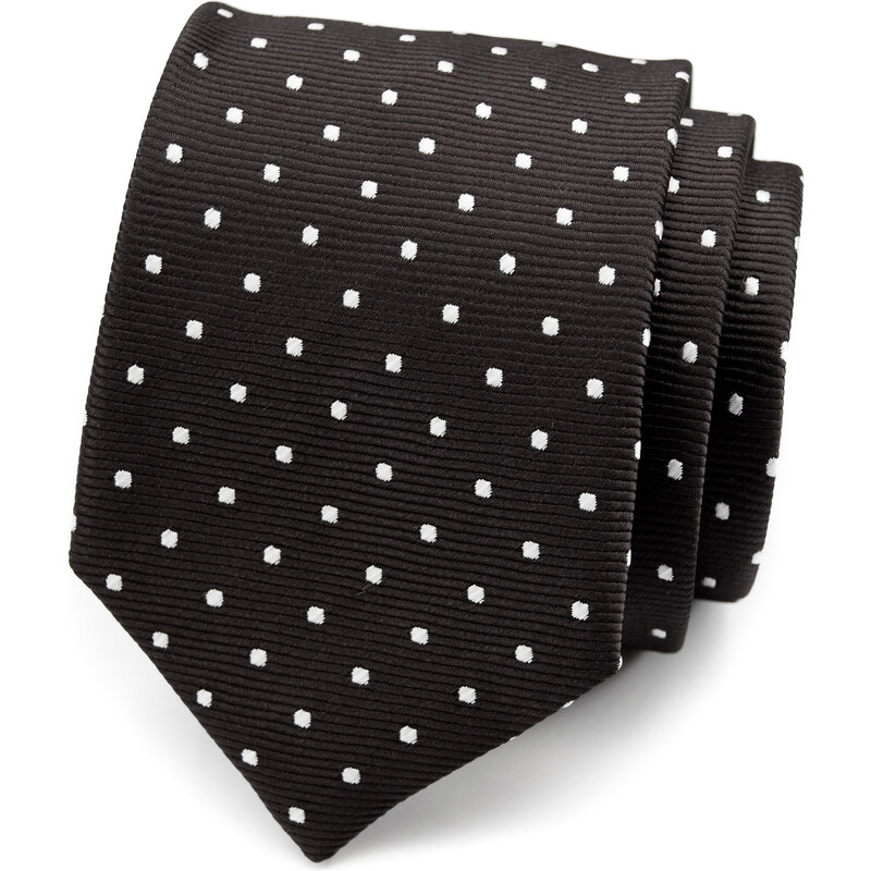Avantgard Černá kravata s bílými puntíky_