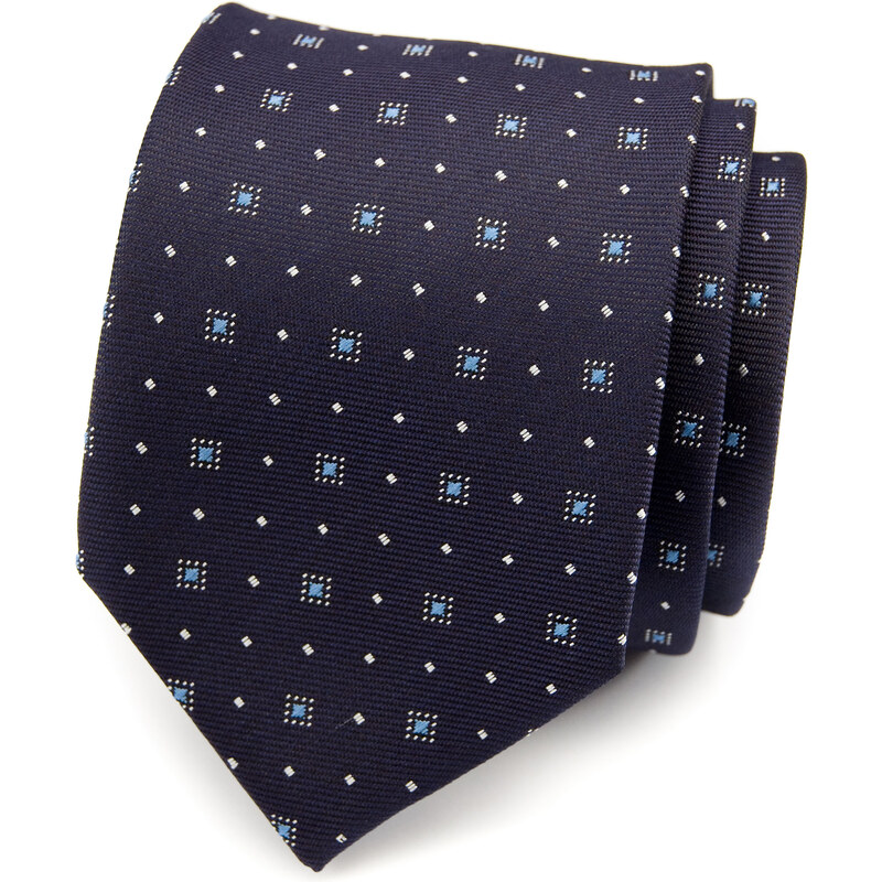 Avantgard Tmavě modrá kravata s bílými tečkami_