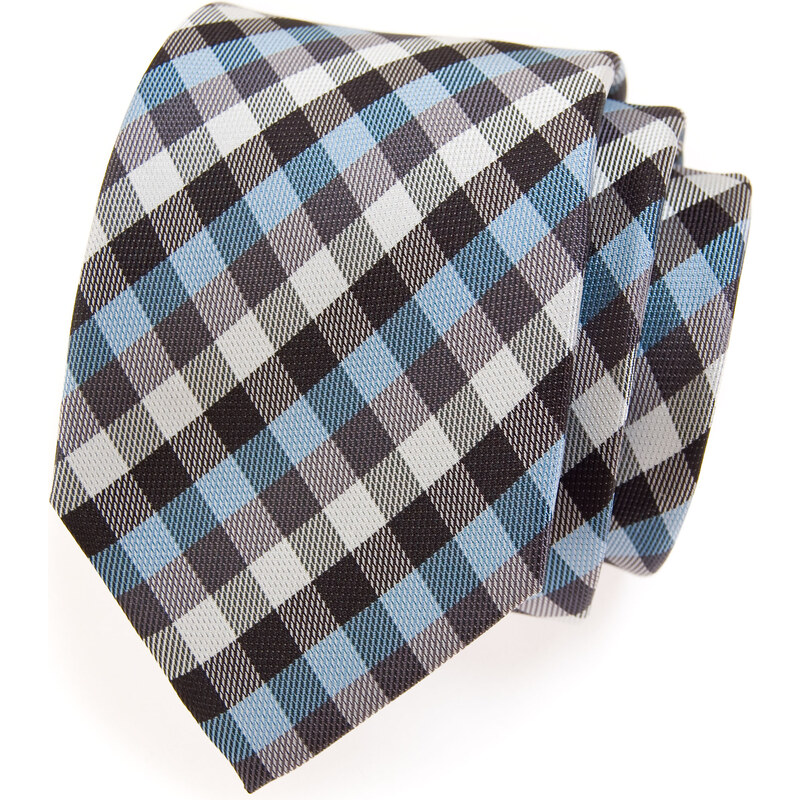 Avantgard Modrá kravata s károvaným vzorem