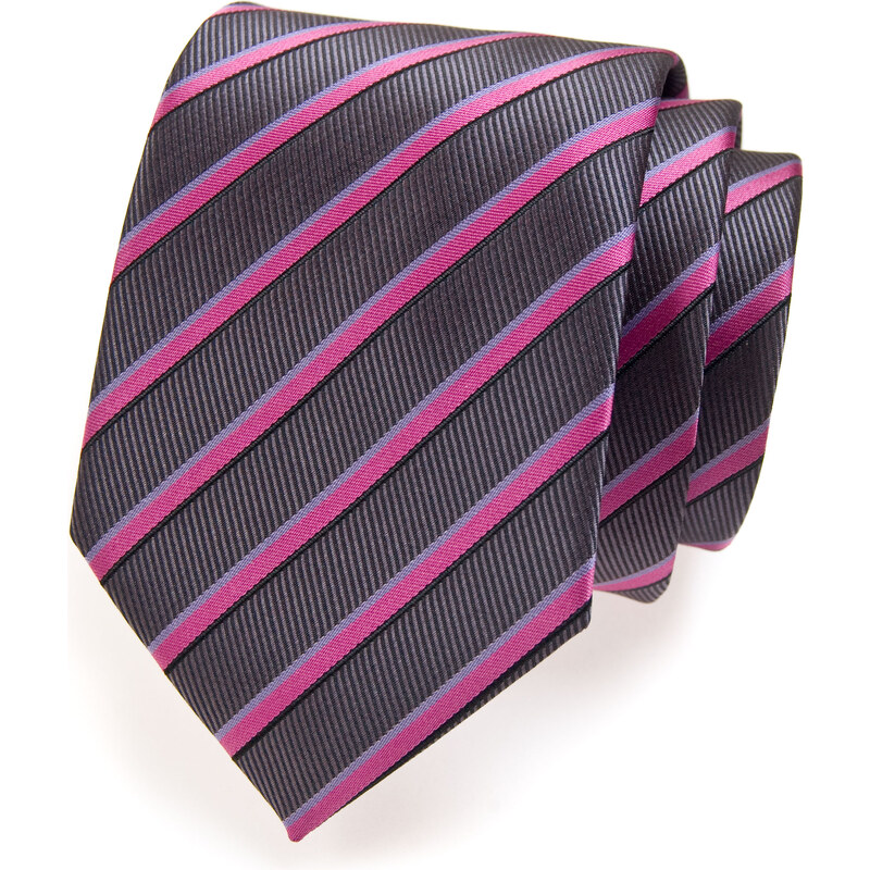 Avantgard Tmavě šedá kravata s proužky
