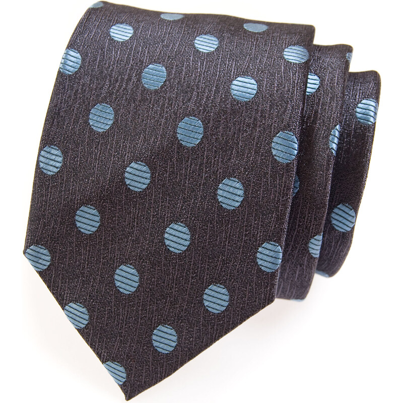 Avantgard Žíhaná modrá kravata s puntíky