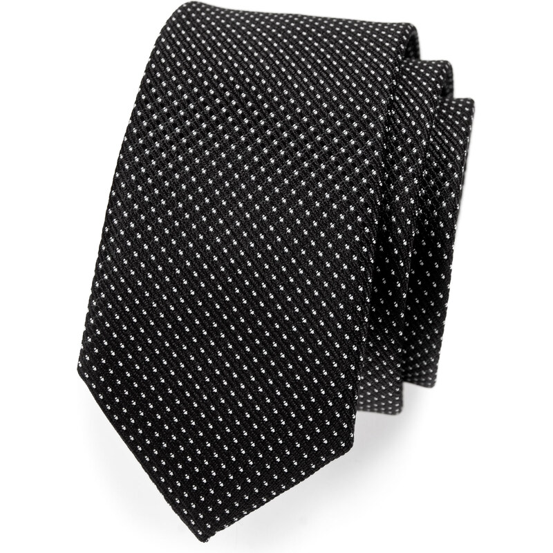 Avantgard Černá SLIM kravata s drobným vzorem_