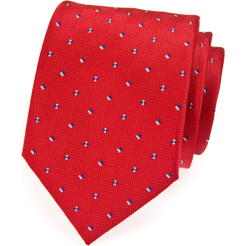 Avantgard Červená kravata s barevnými kosočtverci