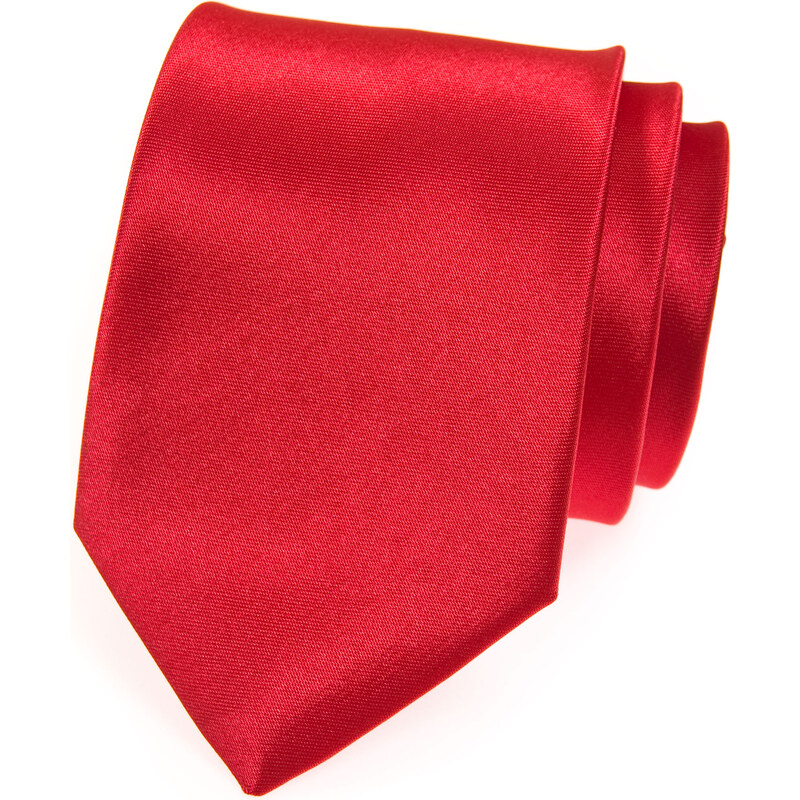 Avantgard Červená jednobarevná lesklá kravata