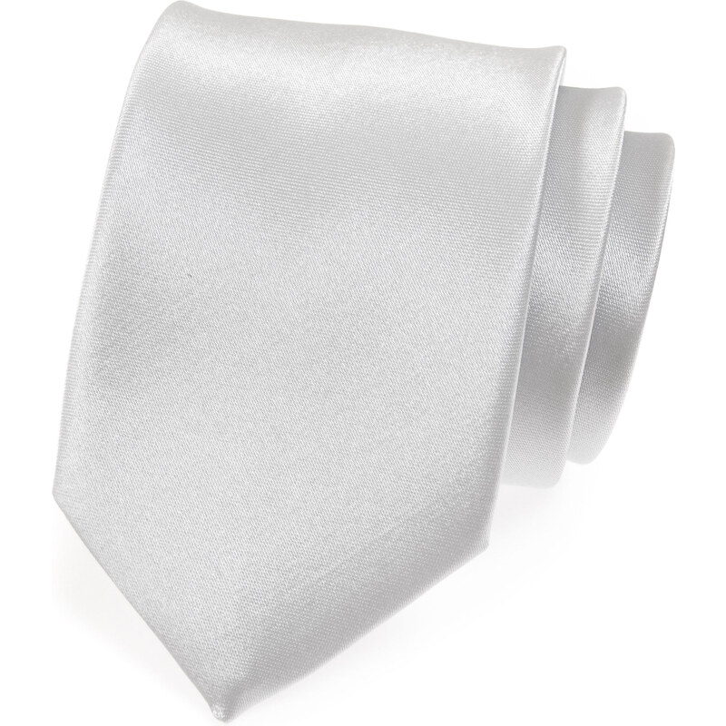 Avantgard Stříbrná jednobarevná lesklá kravata