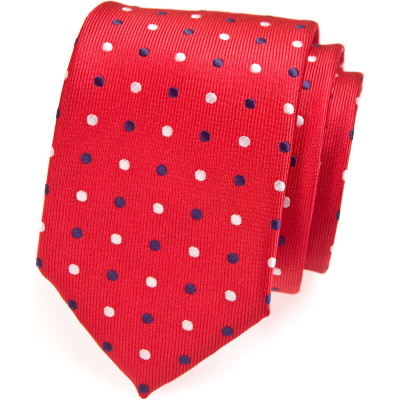 Avantgard Červená kravata s barevnými puntíky