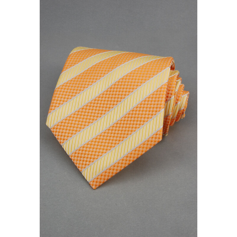 Avantgard Světle oranžová pruhovaná kravata