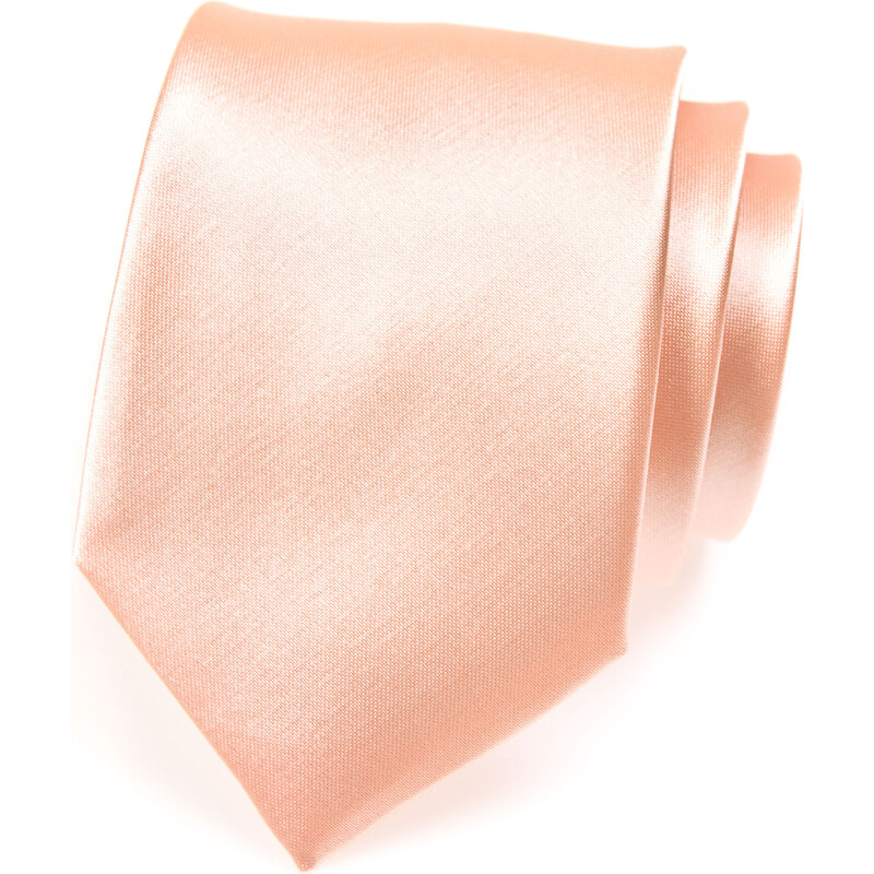 Avantgard Bledě lososová jednobarevná lesklá kravata