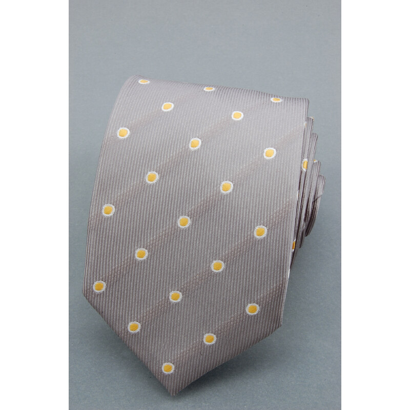 Avantgard Šedá kravata s tečkami