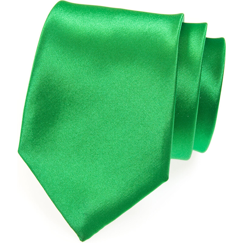 Avantgard Zářivě zelená jednobarevná lesklá kravata