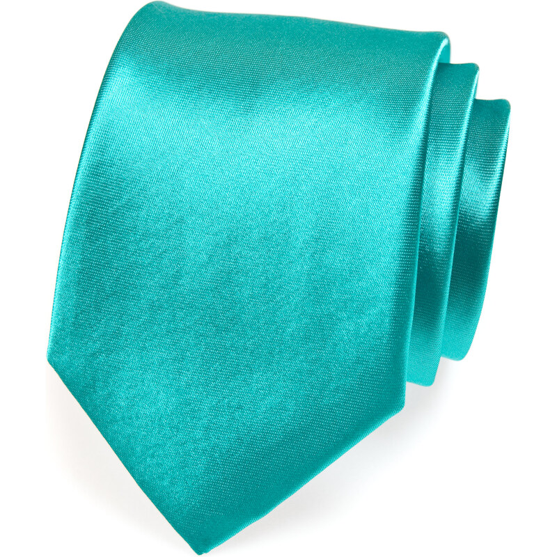 Avantgard Tyrkysová jednobarevná lesklá kravata