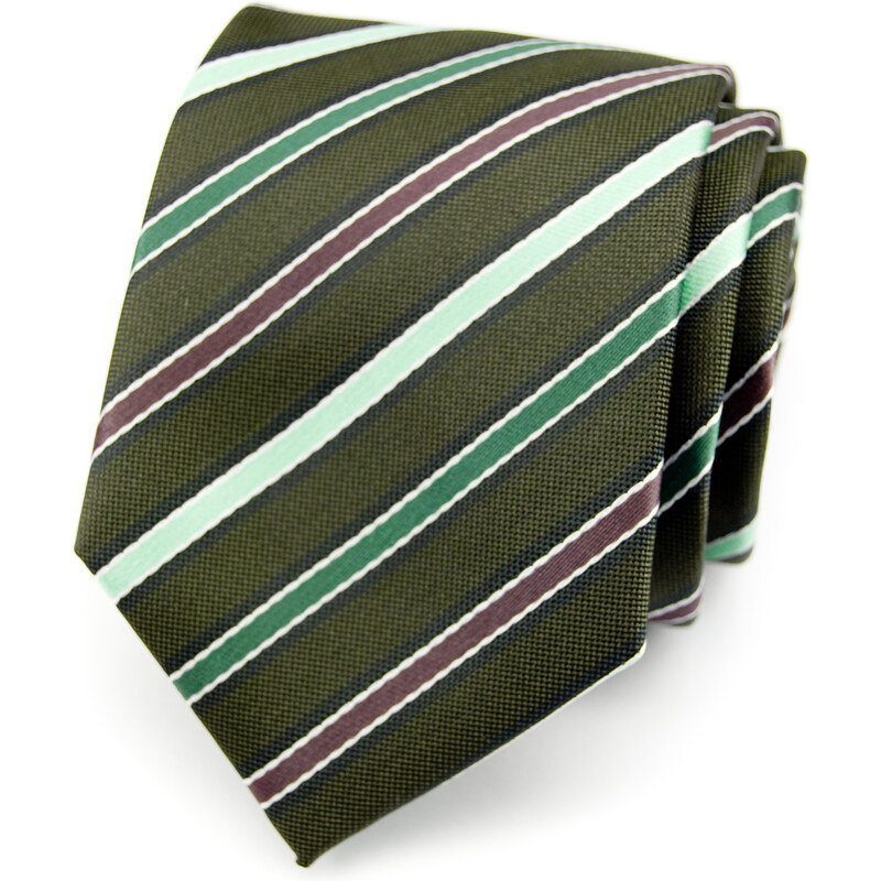 Avantgard Tmavě zelená luxusní kravata s barevnými proužky