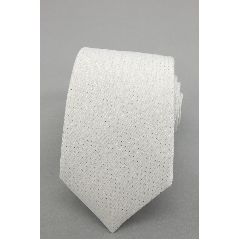 Avantgard Drobně tečkovaná bílá luxusní kravata _