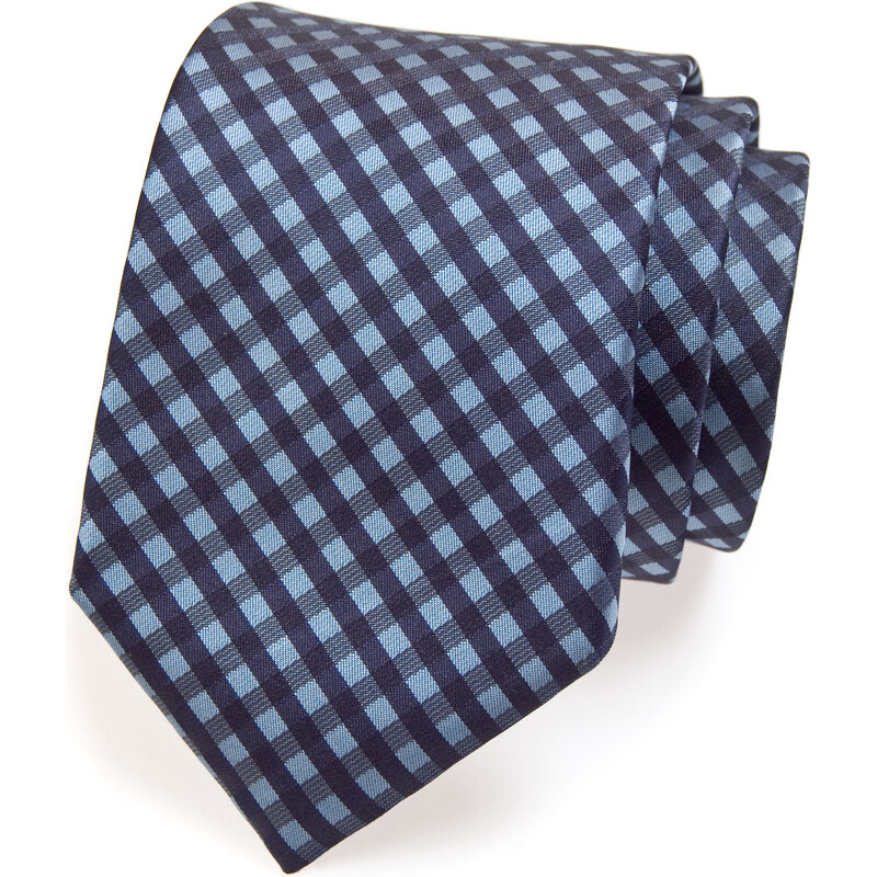 Avantgard Světle modrá jemně károvaná luxusní kravata _