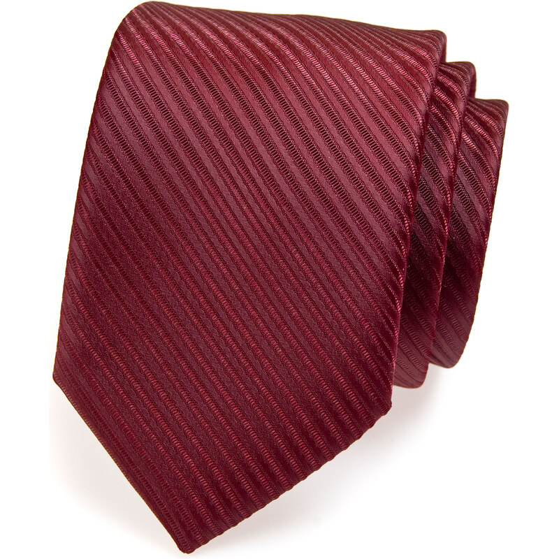 Avantgard Bordó luxusní proužkovaná kravata _