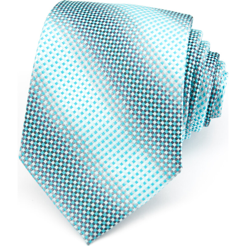 Avantgard Světle tyrkysová kostičkovaná luxusní kravata _