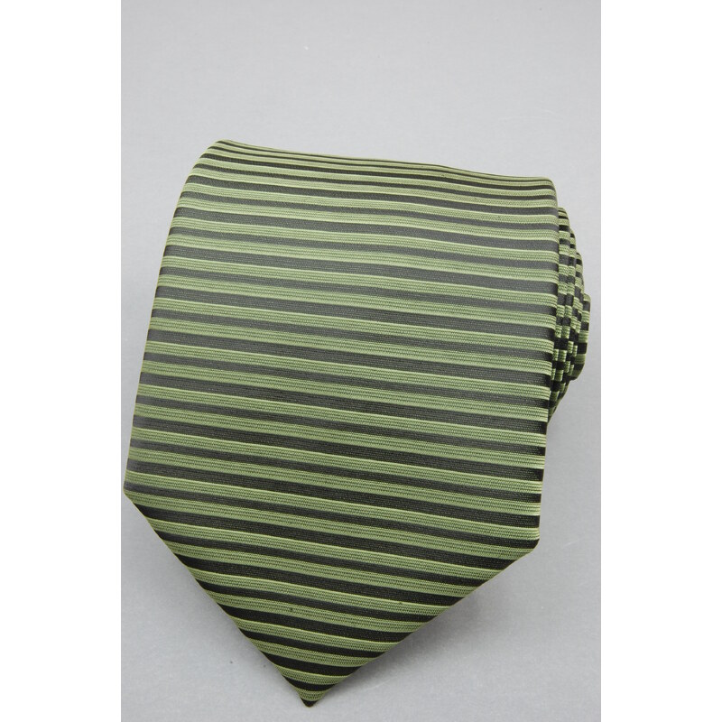 Avantgard Zelená luxusní kravata s příčnými tmavými proužky _
