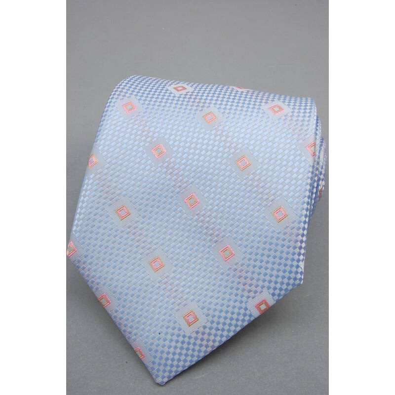 Avantgard Světle modrá luxusní kravata s hranatým vzorem
