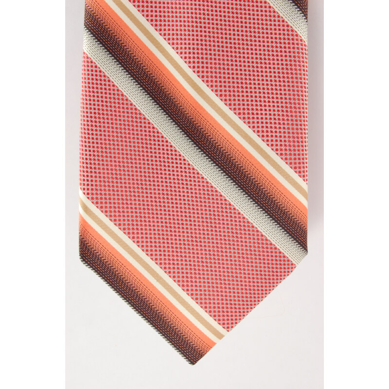 Avantgard Červená luxusní kravata s jemným mřížkováním a pruhy _