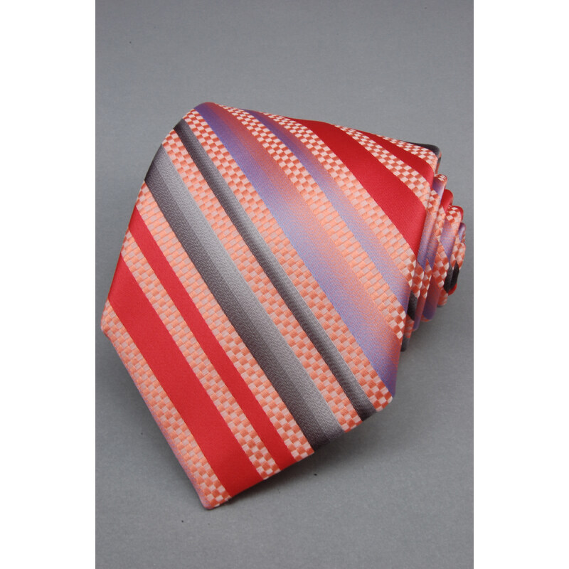 Avantgard Červená luxusní kravata s vystínovanými pruhy _