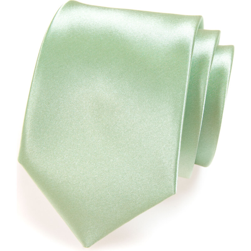 Avantgard Světle zelená luxusní lesklá jednobarevná kravata