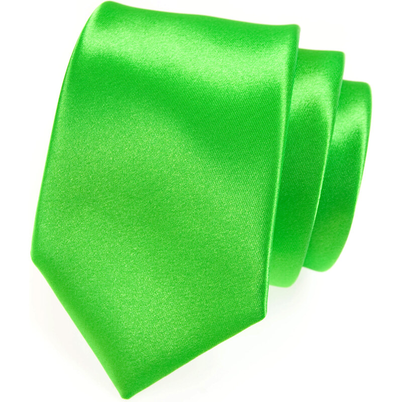 Avantgard Zářivě zelená luxusní jednobarevná jemně lesklá kravata