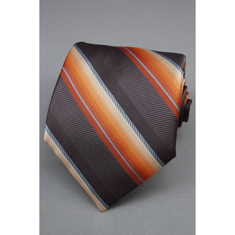 Avantgard Tmavě šedá luxusní kravata s barevnými pruhy _