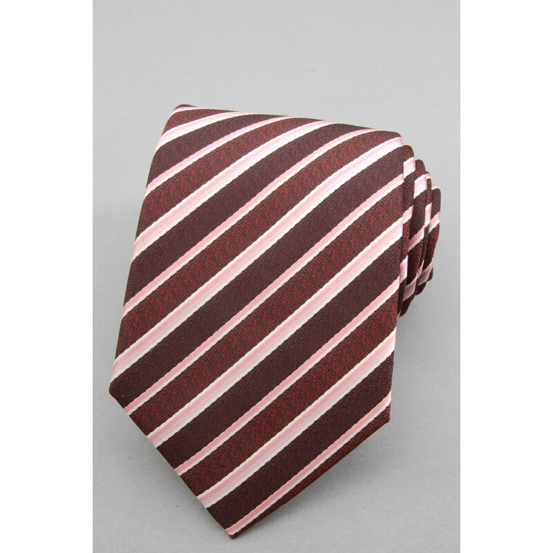 Avantgard Bordó luxusní kravata s šikmými světlými proužky _