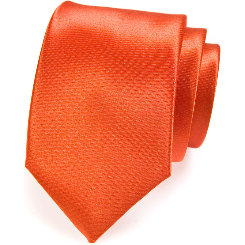 Avantgard Zářivě oranžová luxusní jednobarevná jemně lesklá kravata