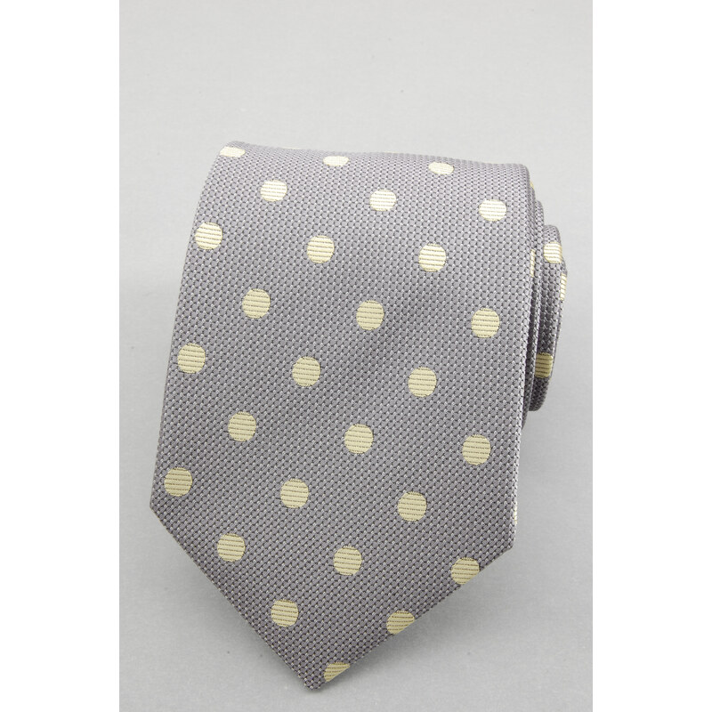 Avantgard Světle grafitová luxusní kravata s většími světlými puntíky _