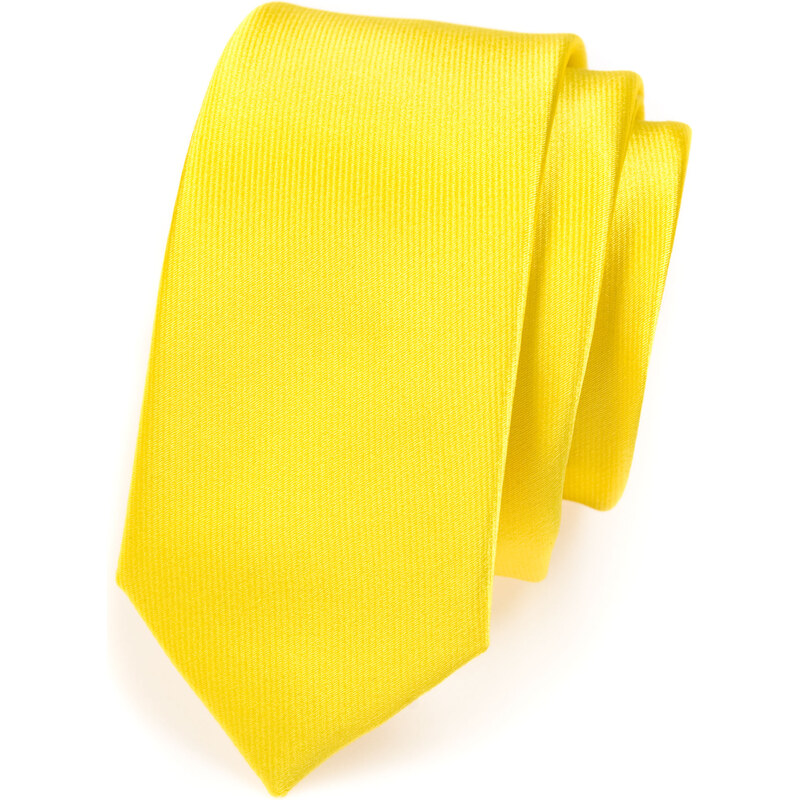 Avantgard Neonově žlutá luxusní jednobarevná SLIM kravata _