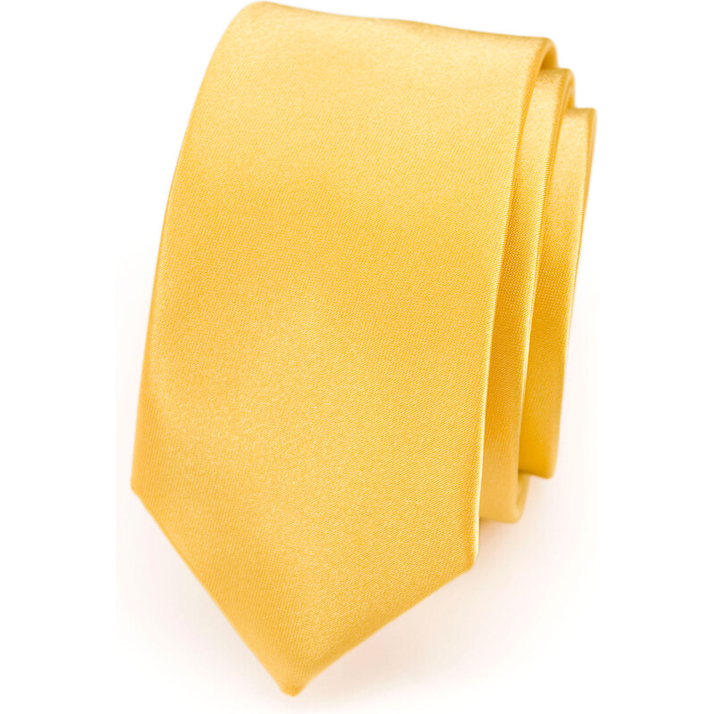 Avantgard Žlutá luxusní SLIM kravata bez vzoru
