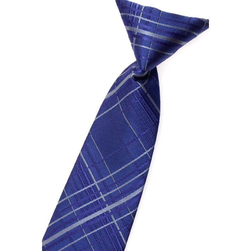 Avantgard Modrá chlapecká tence károvaná kravata _