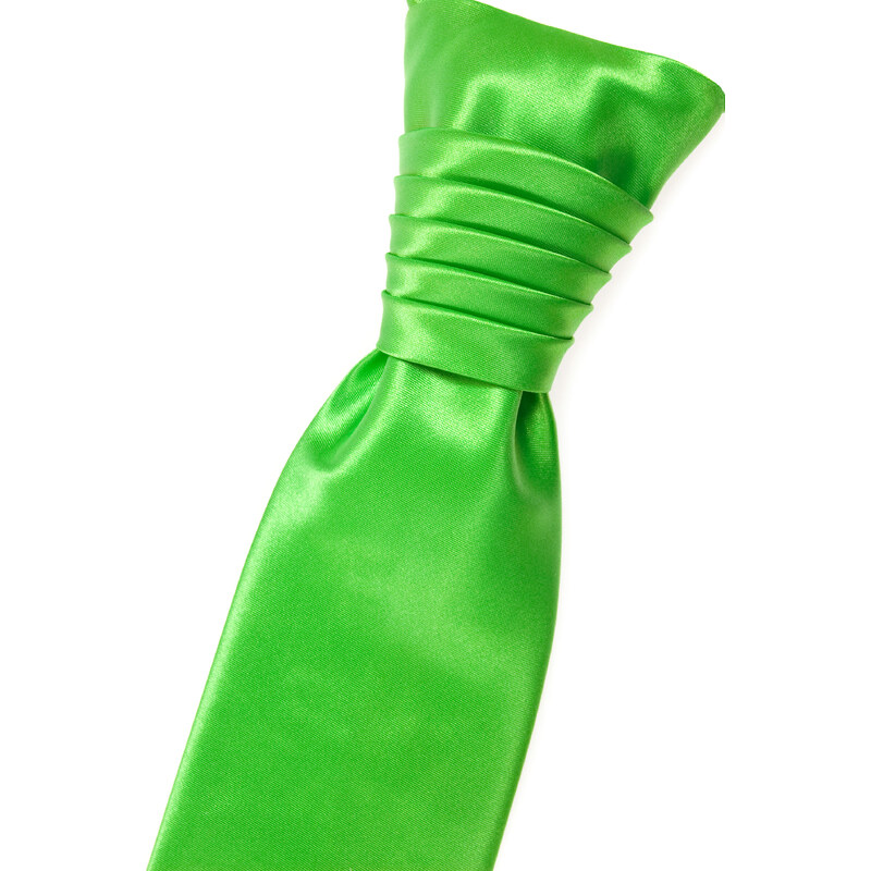 Avantgard Zářivě zelená jemně lesklá jednobarevná pánská regata + kapesníček do saka