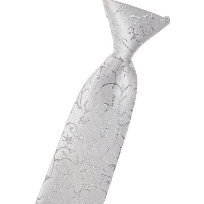 Avantgard Stříbrná chlapecká kravata s květovaným vzorem