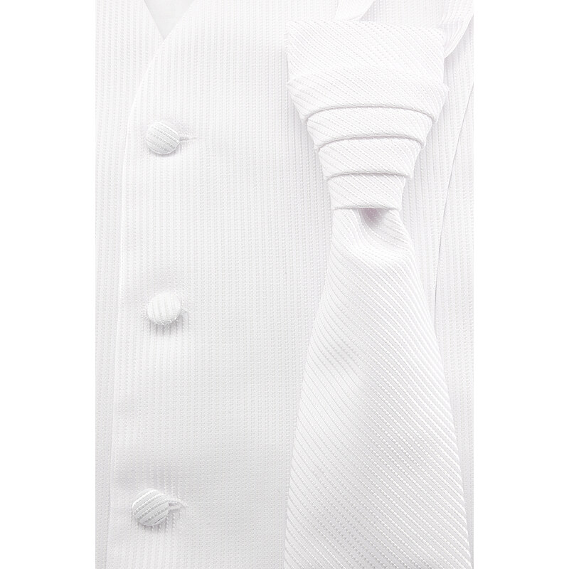 Avantgard Bílá vesta s tenkými proužky stejné barvy + regata + kapesníček _