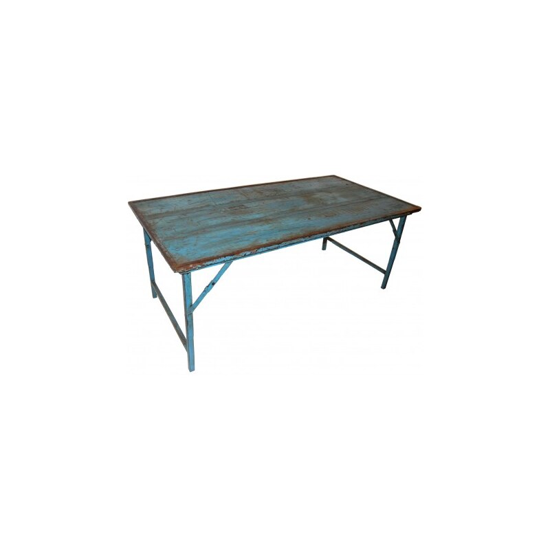 Industrial style, Modrý originální starý stůl 75x183x93cm (1144)