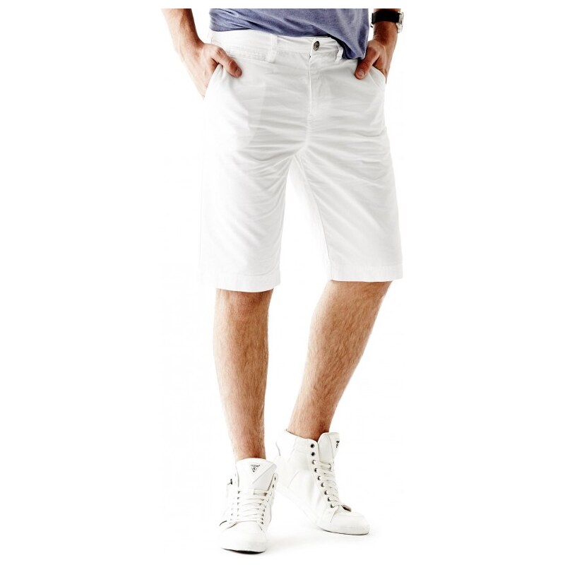 GUESS Iconic Twill Classic-Fit Shorts - optic white