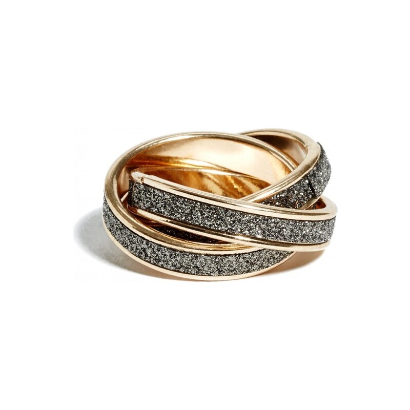 GUESS GUESS Gold-Tone Intertwined Glitter Ring - gold