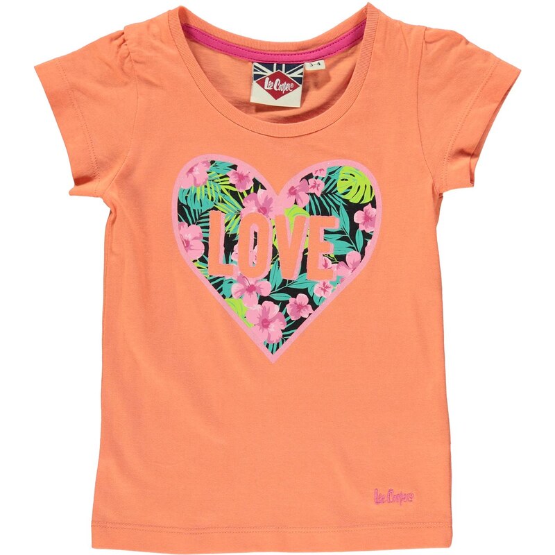Triko Lee Cooper Print Tshirt Infant Girls Coral