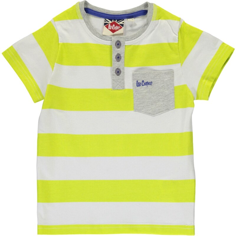 Triko Lee Cooper Stripe Henley T Shirt Infant Boys Lime