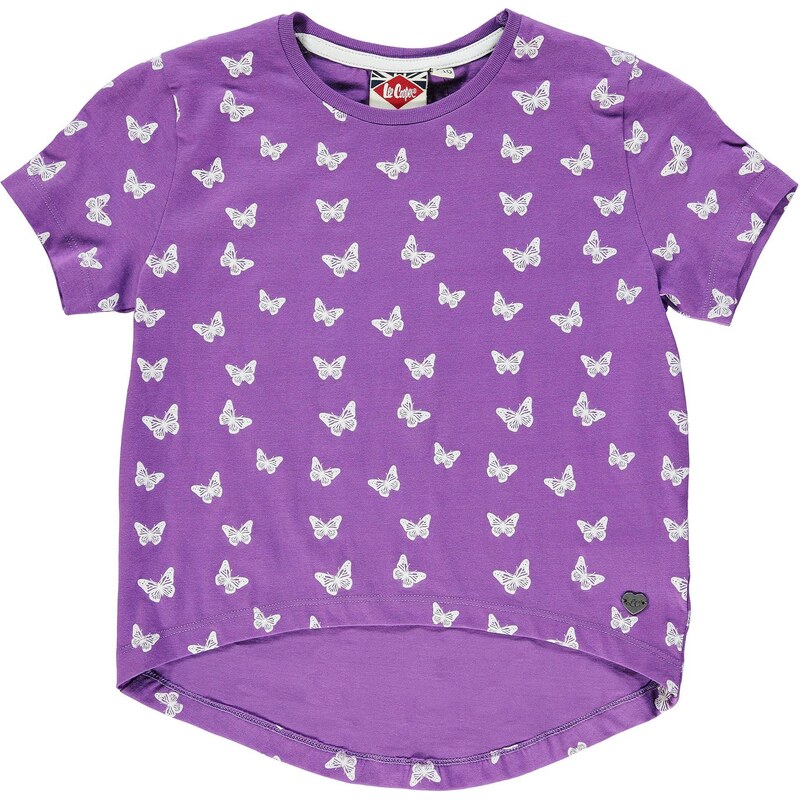 Triko Lee Cooper Dip Hem All Over Print Tshirt dětské Girls Purple