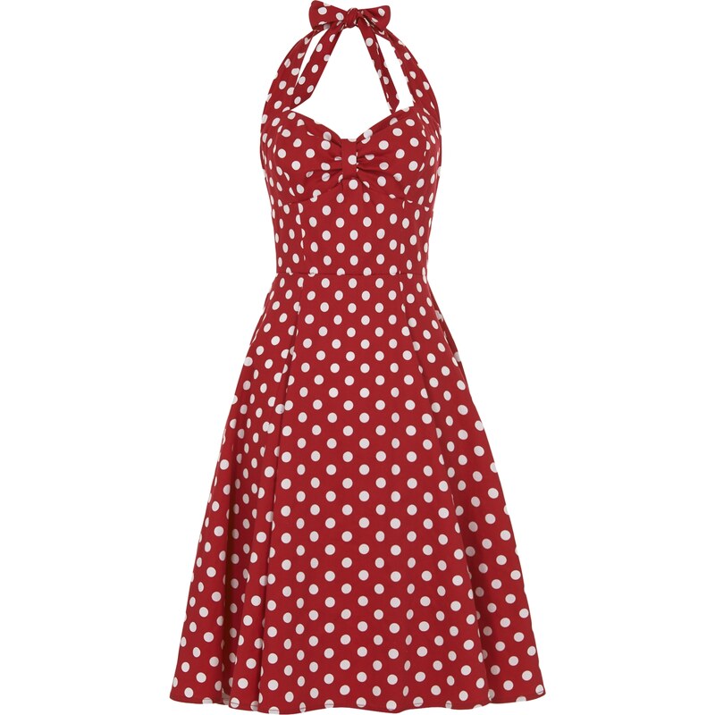 Červené puntíkaté retro šaty Collectif Joanna