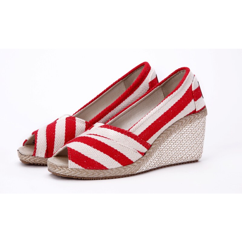 Evercreatures plátěné dámské espadrilky boty na klínku červené Velikost: EUR 36