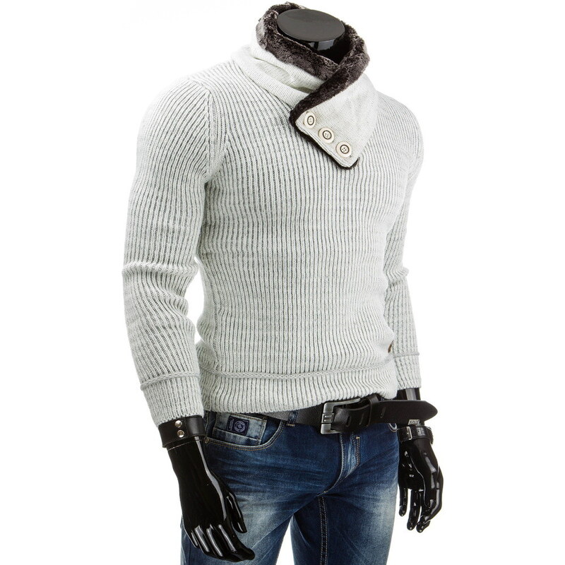 Coolbuddy Pánský svetr se stojatým límcem s kožešinou 4271