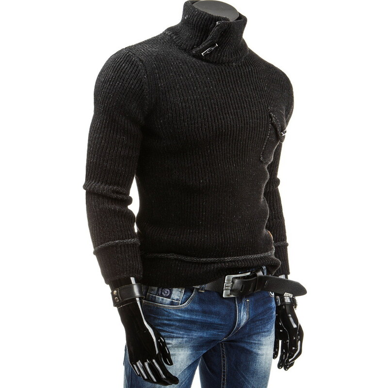 Coolbuddy černý svetr se stojatým límcem Lomo 4306