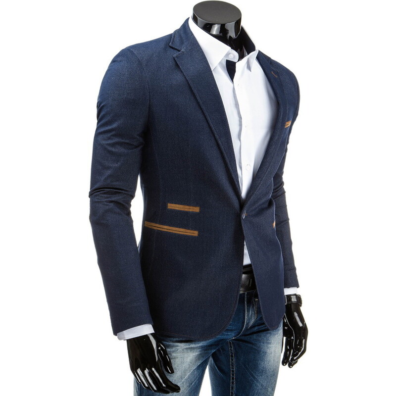 Coolbuddy Tmavě modré elegantní sako s lemovanými kapsami Kand 4444