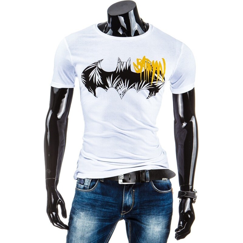 Coolbuddy Bílé pánské tričko s krátkým rukávem a potiskem Batman 5230