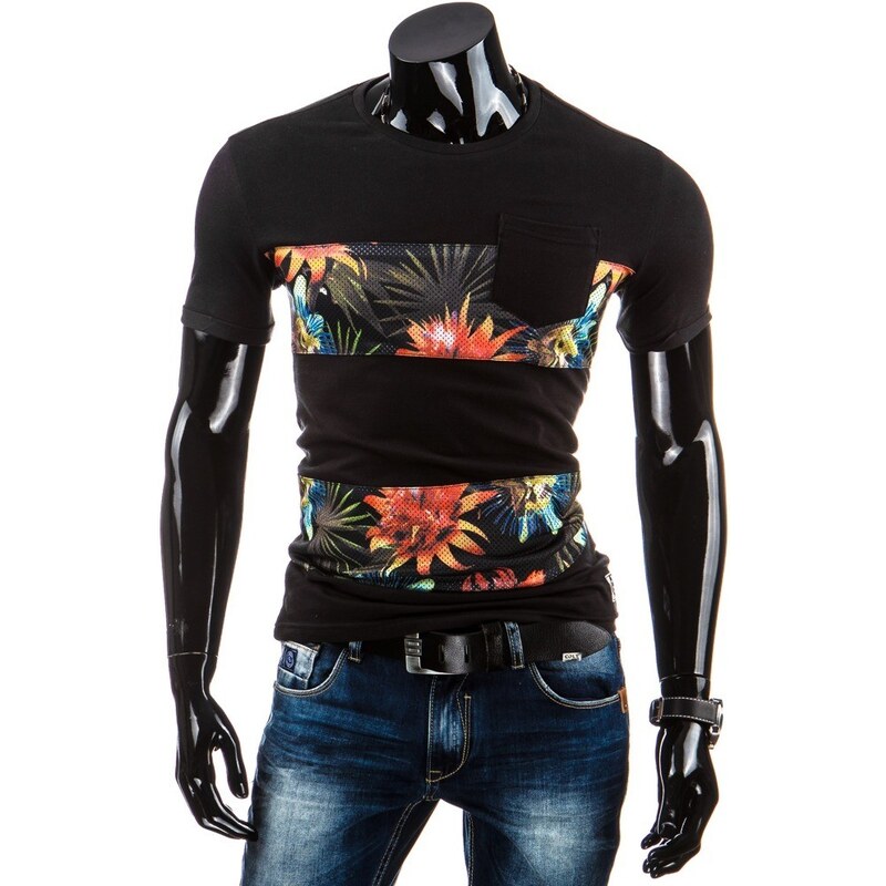 Coolbuddy Pánské tričko s ozdobnými síťovanými pruhy a krátkým rukávem Ringo Black 5261 Velikost: XL